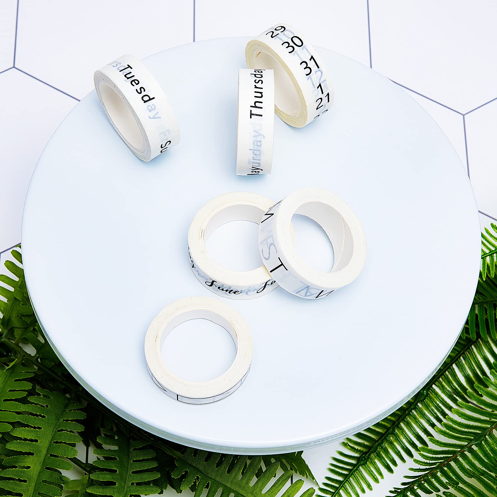 9 Rolls Calendar Washi Tape Set Day Week Month Number Vintage Calendar Date Journal Planner Adhesive Washi Tape Decorative Patterned Marking Gift for Scrapbook Sticker Christmas Crafts