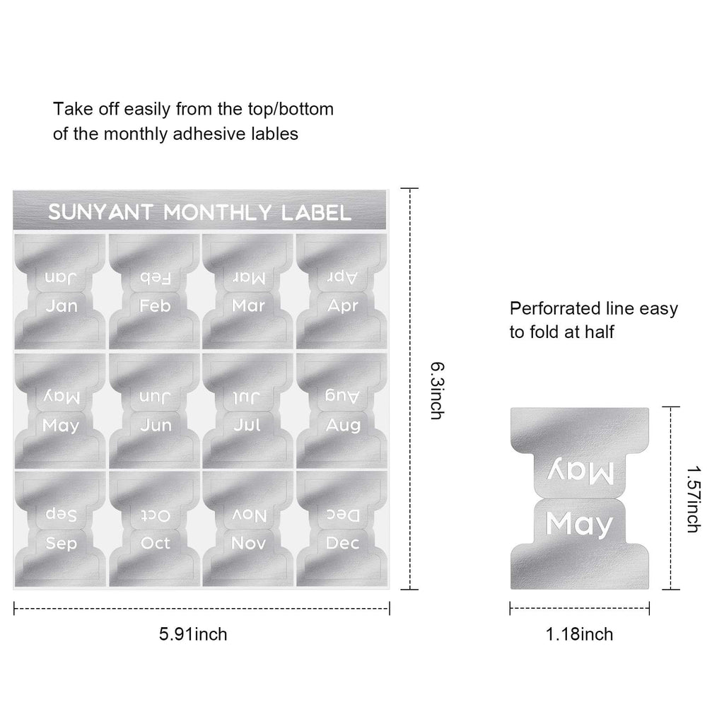 Outus 24 Pieces Monthly Adhesive Tabs for Planner - Designer Accessories Monthly Tabs Stickers Decorative for Office Planners Organizations Sturdy Notebook Planners Journal(Silver)