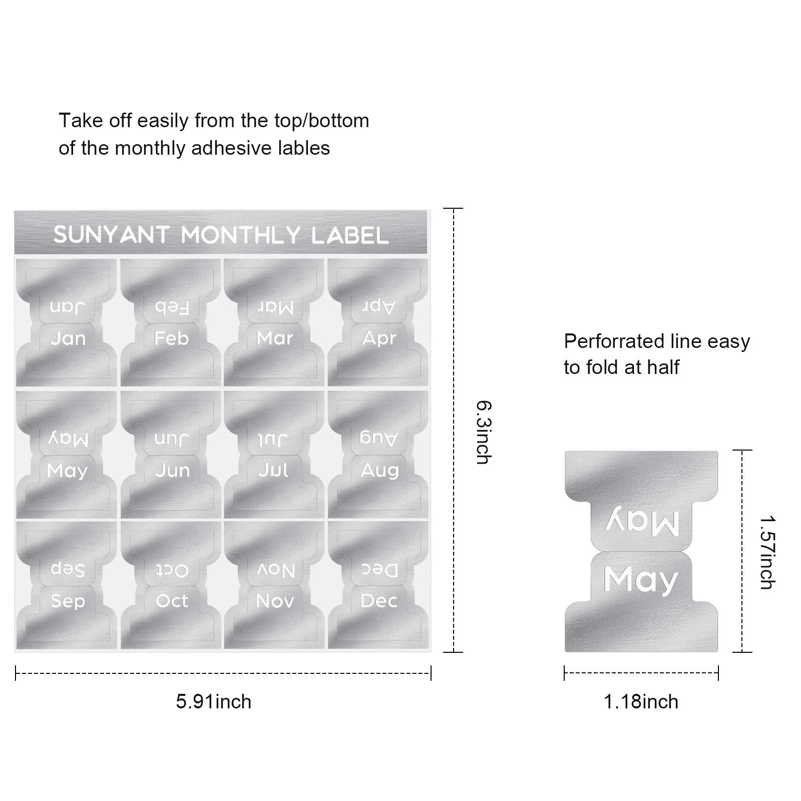 Outus 24 Pieces Monthly Adhesive Tabs for Planner - Designer Accessories Monthly Tabs Stickers Decorative for Office Planners Organizations Sturdy Notebook Planners Journal(Silver)