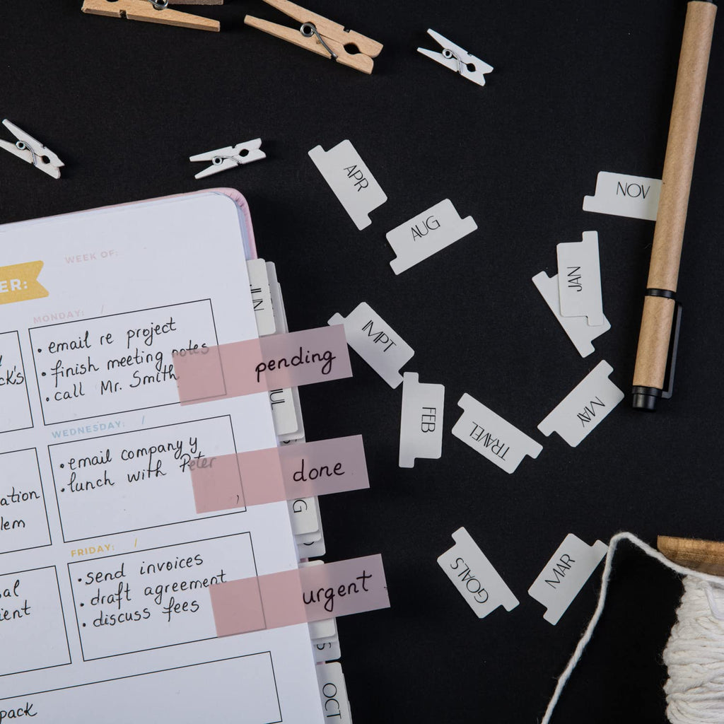 Transparent Sticky Notes (Includes Quick Dry Pen), Cute Clear Sticky Tabs, Translucent Page Flags Book Markers Stickers, Planner Accessories Bible Journaling Study Office Supplies (Pastel)