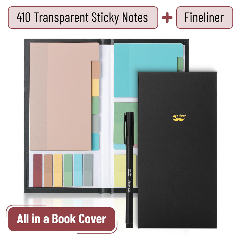 Transparent Sticky Note Set, 410 Pack, Morandi Colors, Transparent Sticky Notes Tabs