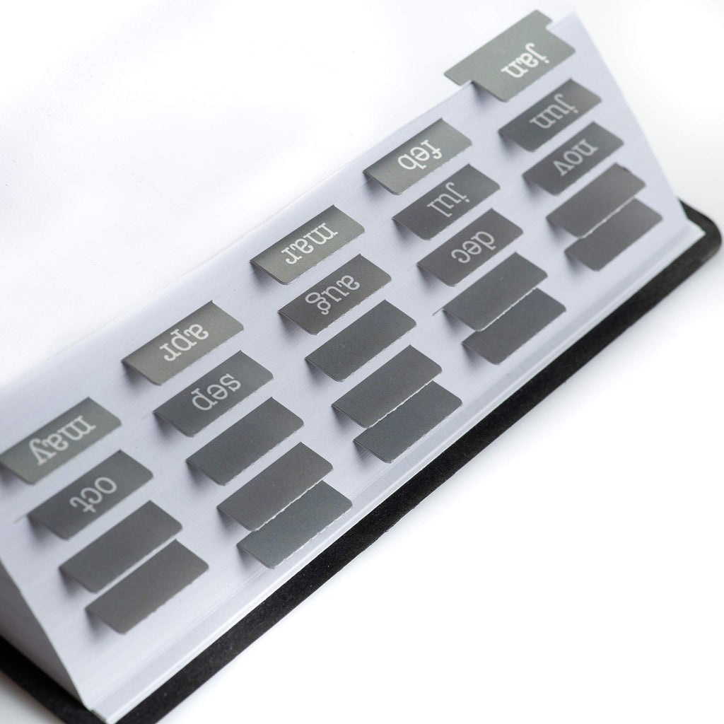 DiverseBee Laminated Planner, 24 Peel and Stick Tabs (12 Month, 12 Blank), Retro Monthly Dividers