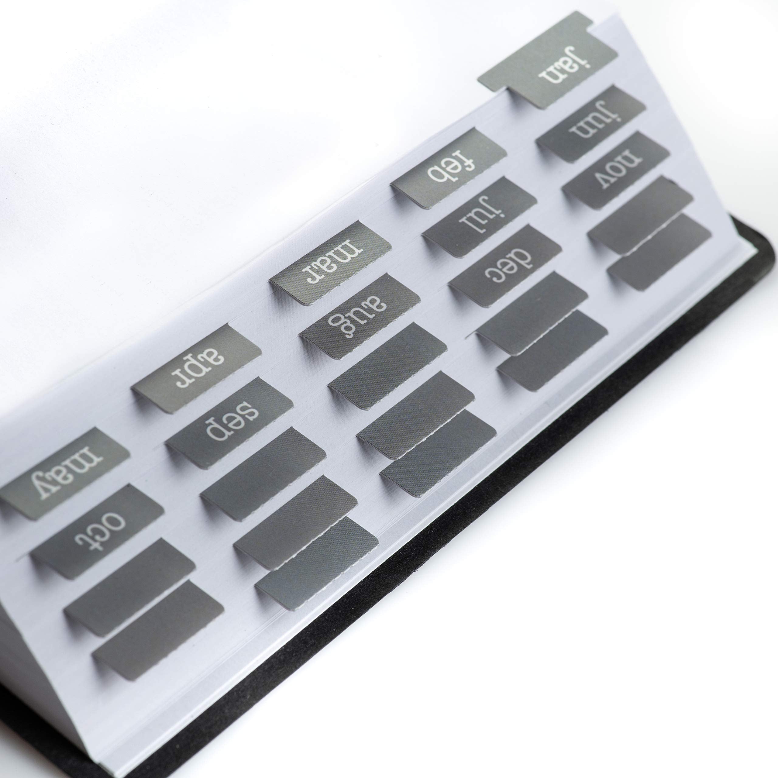 DiverseBee Laminated Planner, 24 Peel and Stick Tabs (12 Month, 12 Blank), Retro Monthly Dividers