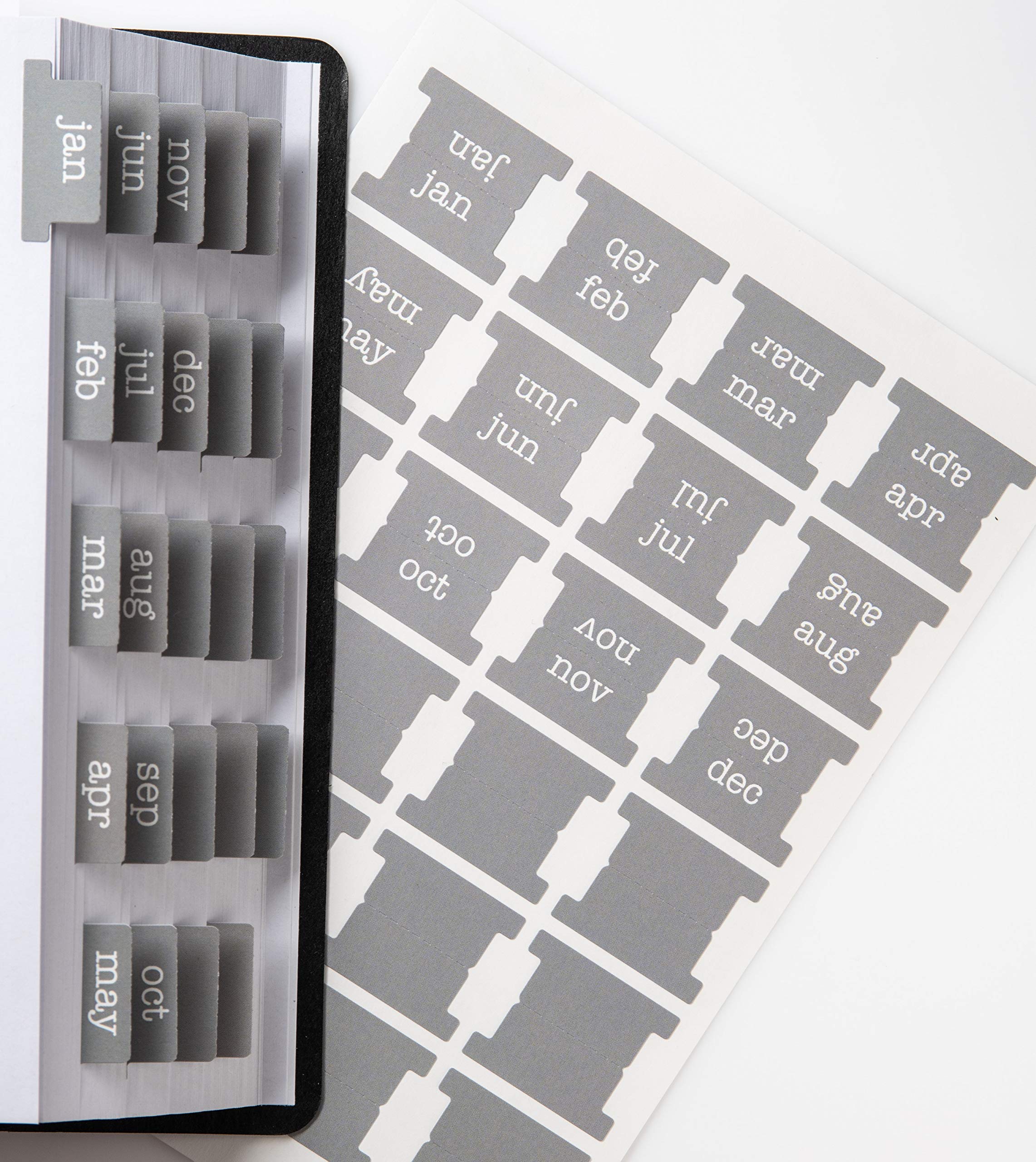 DiverseBee Laminated Planner, 24 Peel and Stick Tabs (12 Month, 12 Blank), Retro Monthly Dividers