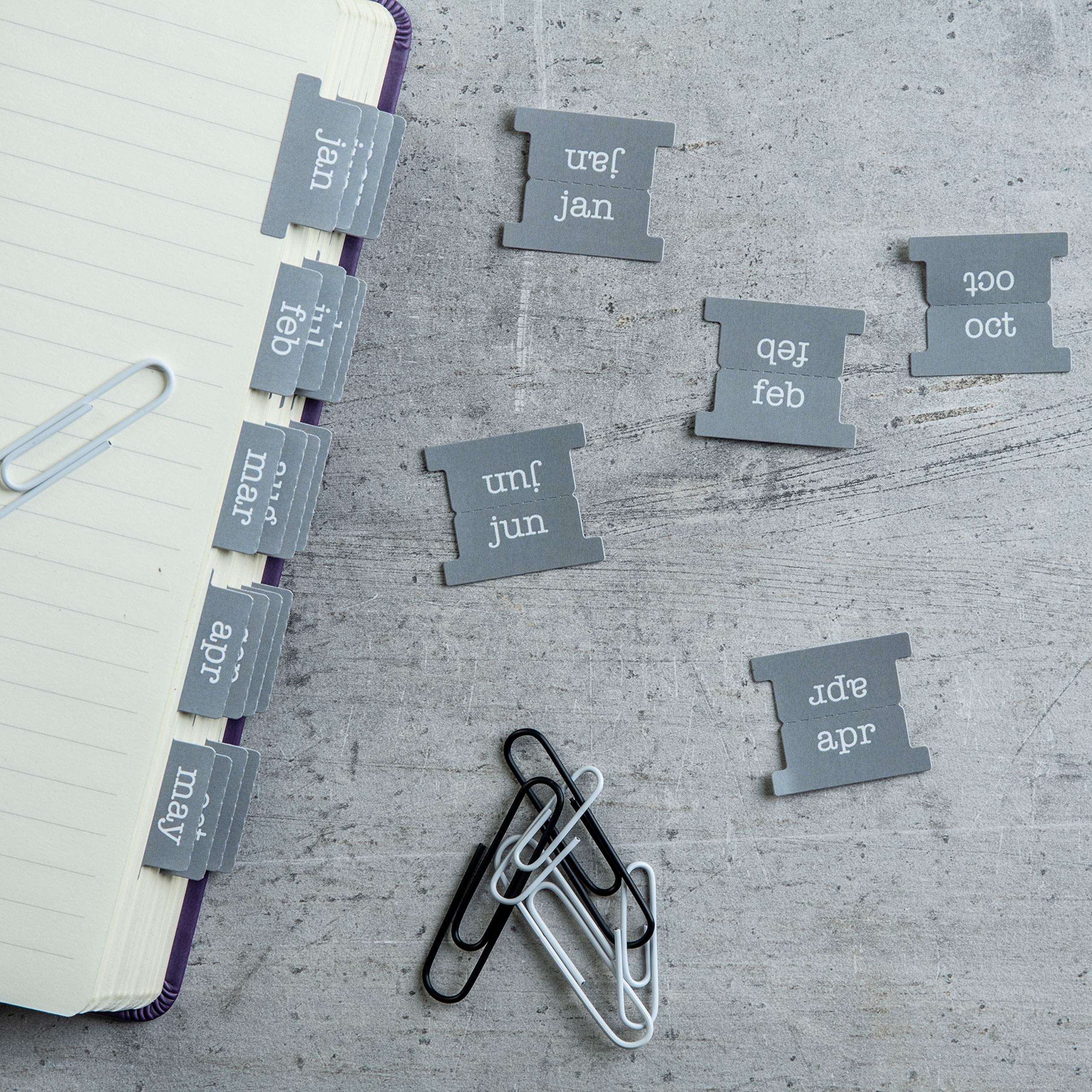 DiverseBee Laminated Planner, 24 Peel and Stick Tabs (12 Month, 12 Blank), Retro Monthly Dividers